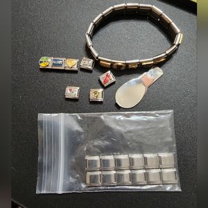 LIKE NEW! Charm Bracelet Stainless Steel~ BlinQ~ vintage Italian~ w/ charms